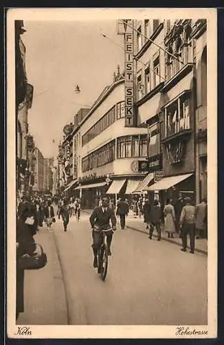 AK Köln, Belebte Partie in der Hohestrasse