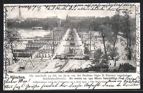 AK München, Verschiebung der Reichenbachbrücke von der Baufirma Sager & Woerner