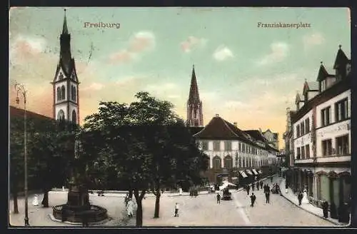 AK Freiburg / Breisgau, Partie am Franziskanerplatz