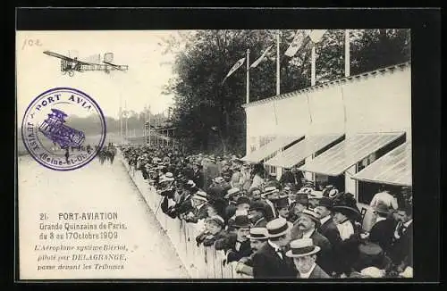 AK Port-Aviation, Grande Quinzaine de Paris, Aéroplane systéme Blériot, Szene von der Flugschau mit Flugzeug