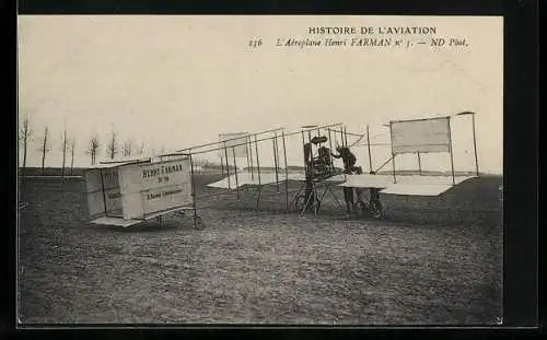 AK L`Aéroplane Henri Farman no. 3, Flugzeug