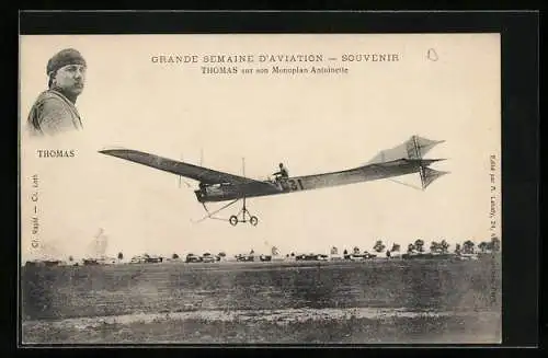 AK Thomas sur son Monoplan Antoinette, Flugzeug