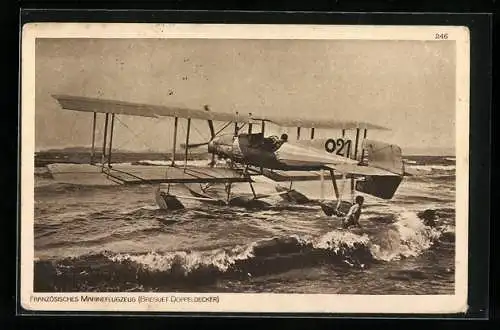 AK Der Krieg 1914 /15, Frz. Marineflugzeug im Wasser