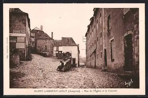 AK Saint-Laurent-d`Olt /Aveyron, Rue de l`Église et le Couvent