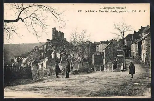 AK Najac /Aveyron, Vue Générale, prise à l`Est