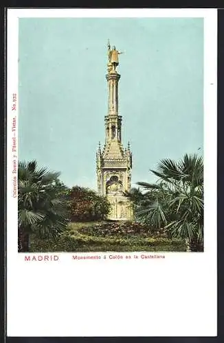 AK Madrid, Monumento á Colón en la Castellana