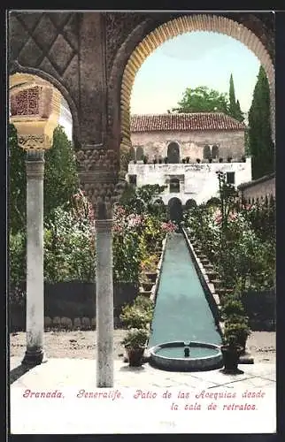 AK Granada, Generalife, Patio de las Acequias desde la sala de retratos