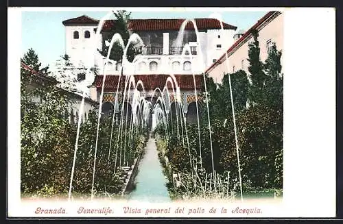 AK Granada, Generalife, Vista general del patio de la Acequia