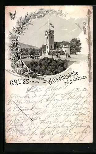 Vorläufer-Lithographie Bad Salzbrunn /Schlesien, 1895, Gasthaus auf der Wilhelmshöhe