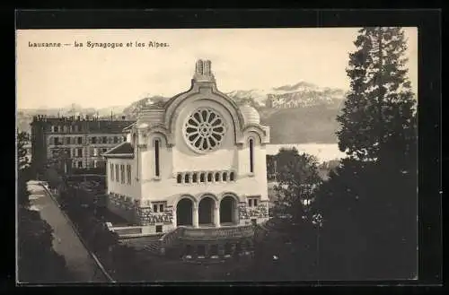 AK Lausanne, Strasse an der Synagoge