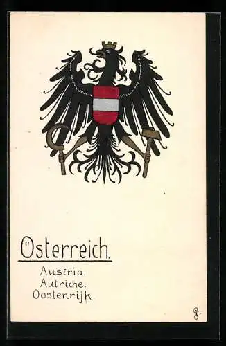 Künstler-AK Handgemalt: Wappen von Österreich