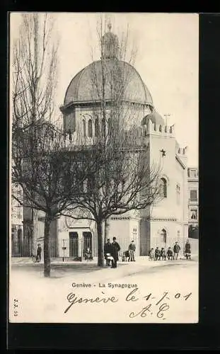 AK Geneve, La Synagogue, Partie an der Synagoge