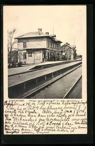 AK Strömtorp, Bahnhof von der Gleisseite betrachtet