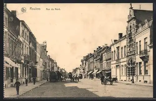 AK Roulers, rue du Nord, Kutsche