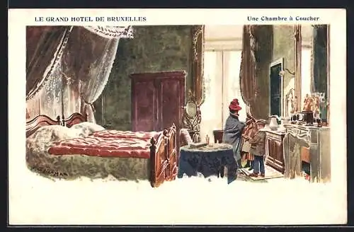 Künstler-AK Brüssel / Bruxelles, Le Grand Hotel, Une Chambre à Coucher