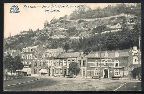 AK Esneux, Place de la Gare et promenade des Roches