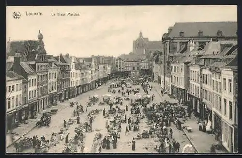 AK Leuven, De Oude Markt, viele Menschen