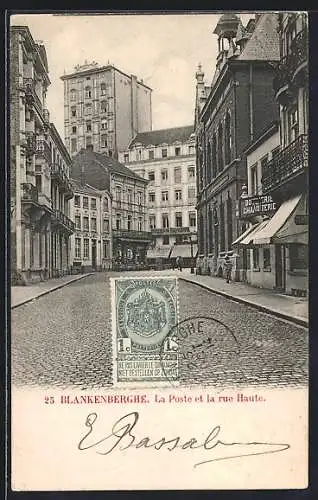 AK Blankenberghe, La Poste et la rue Haute