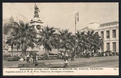 AK Valparaiso, Monumento Arturo Prat desde la estacion del Puerto