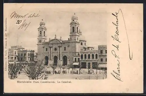 AK Montevideo, Plaza Constitucion, la Catedral, Kirche