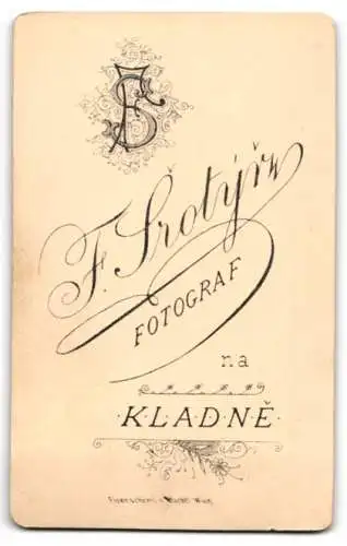 Fotografie F. Srotýe, Kladno, Eleganter Herr im Anzug mit Fliege