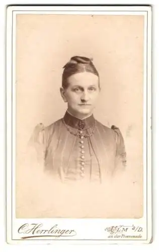 Fotografie C. Herrlinger, Ulm, an der Promenade, Portrait einer Frau mit Hochsteckfrisur