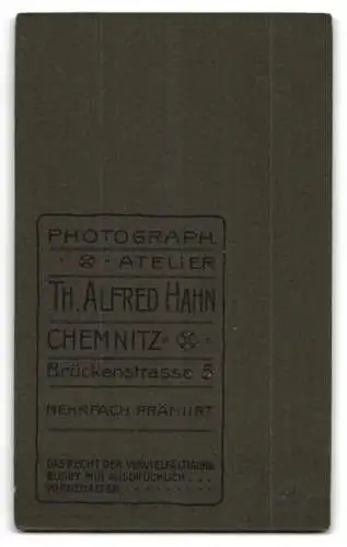 Fotografie Th. Alfred Hahn, Chemnitz, Brückenstrasse 5, Elegante Frau in weissem Spitzenkleid