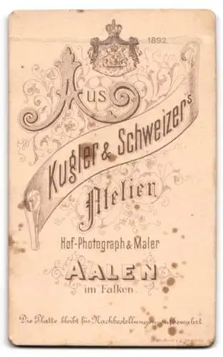 Fotografie Kugler & Schweizer, Aalen, Im Falken, Porträt eines jungen Mannes