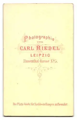 Fotografie Carl Riedel, Leipzig, Rosenthal-Gasse 5, Porträt eines jungen Mannes im Anzug