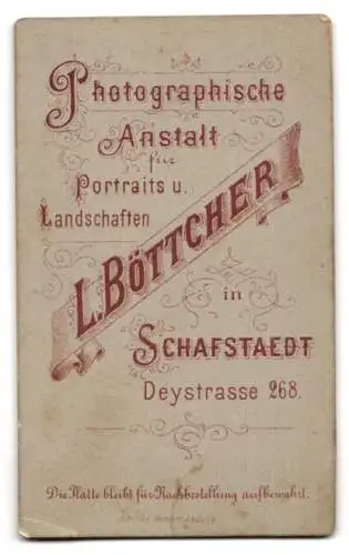 Fotografie L. Böttcher, Schafstaedt, Deystrasse 268, Porträt eines kleinen Mädchens mit Ball