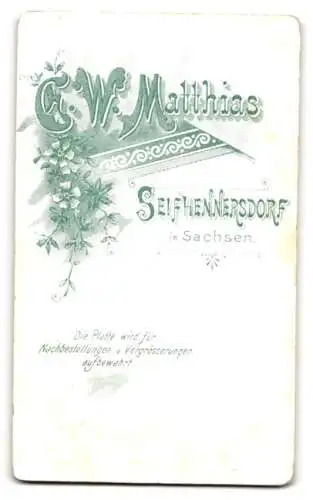 Fotografie E. W. Matthias, Seifhennersdorf, Junge Frau in elegantem Kleid mit Brosche