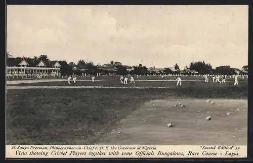 AK Lagos, View showing Cricket Players together with some Officials Bungalows, Race Course