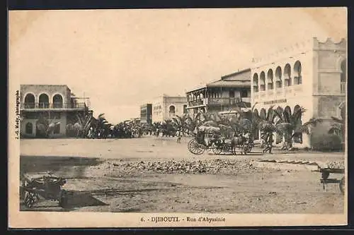 AK Djibouti, Rue d`Abyssinie, Strassenansicht