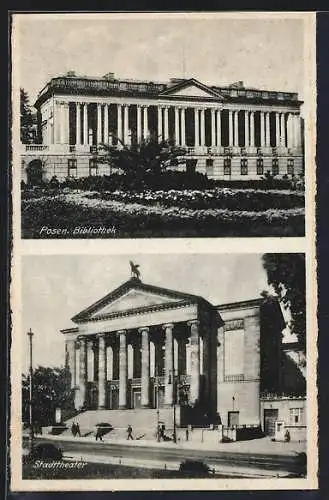 AK Posen-Poznan, Bibliothek, das Stadttheater