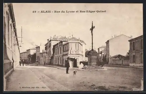 AK Alais, Rue du Lycee et Rue Edgar Quinet