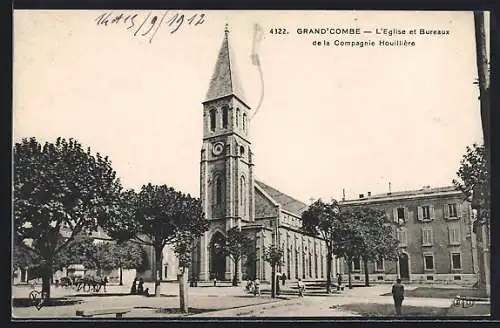 AK Grand` Combe, L`Eglise et Bureaux de la Compagnie Houillière