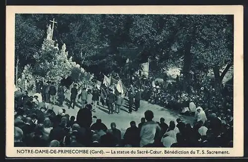 AK Notre-Dame-de-Primecombe, La statue du Sacré-Coeur, Bénédiction du T. S. Sacrement