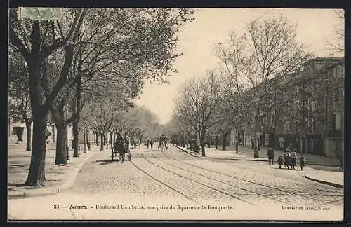 AK Nimes, Boulevard Gambetta, vue prise du Square de la Bouquerie