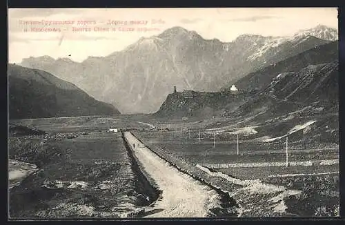 AK Georgien, Militärstrasse nach Kobi mit Bergpanorama