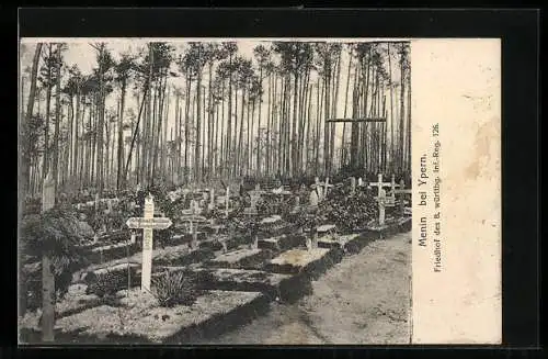 AK Menin bei Ypern, Friedhof des 8. württbg. Inf.-Reg. 126