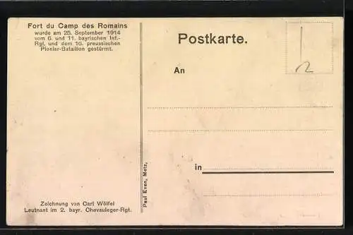 Künstler-AK Fort du Camp des Romains, Beobachtungsposten