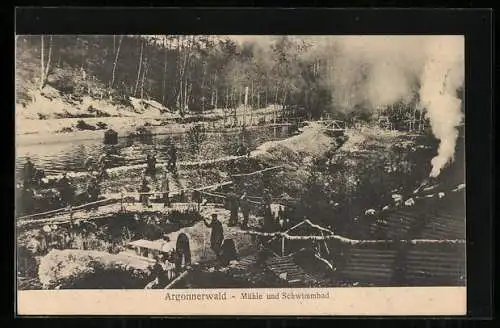 AK Mühle und Schwimmbad im Argonnerwald