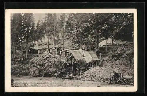 AK Wiskover Kamm, Karpathen, Winterbehausung unserer Feldgrauen im Winter 1914 /15