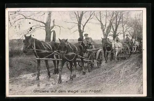 AK Offiziere auf dem Wege zur Front, Pferdekutschen