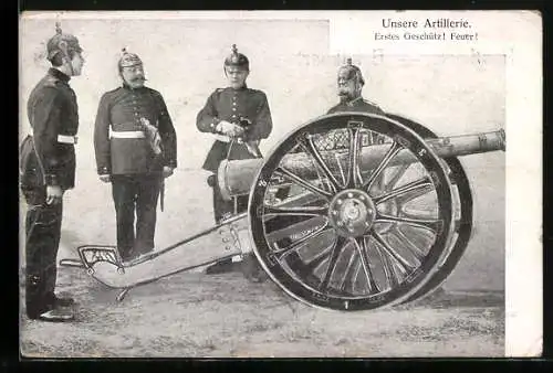 AK Soldaten in Uniform beim Feuern eines Geschützes