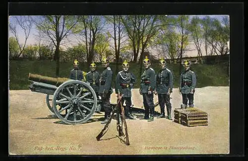 AK Fuss-Artl.-Regt. No. 4, Haubitze in Feuerstellung