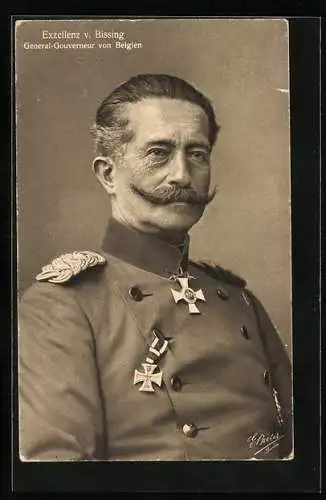 AK Porträt General von Bissing in Uniform, Generalgouverneur von Belgien