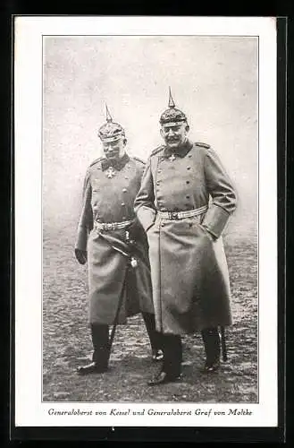 AK Heerführer Generaloberst von Kessel und Graf von Molkte in Uniform mit Pickelhaube