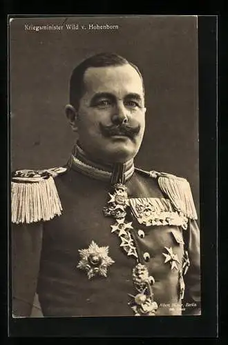 AK Kriegsminister Wild v. Hohenborn in Uniform mit Orden