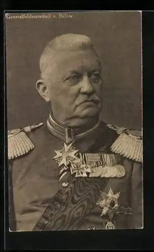 AK Heerführer Generalfeldmarschall von Bülow in Uniform mit Ordenspange